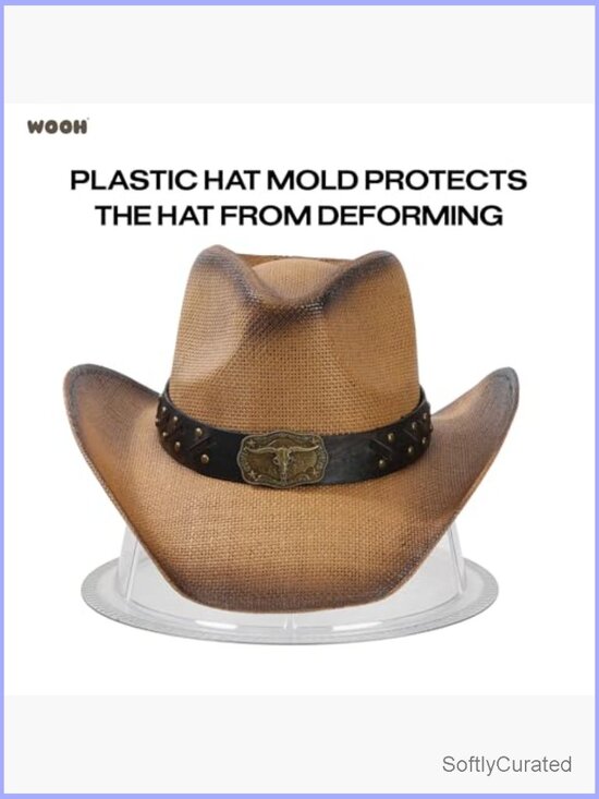 Western Straw Cowboy Hat Wide Brim Sun Protection Unisex main image 7